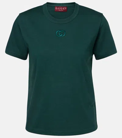 Gucci Interlocking G Cotton Jersey T-shirt In Blue