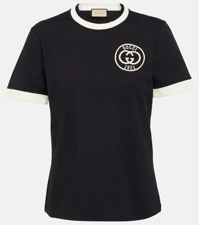 Gucci Interlocking G Cotton Jersey T-shirt In Blue
