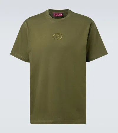 Gucci Interlocking G Cotton Jersey T-shirt In Green