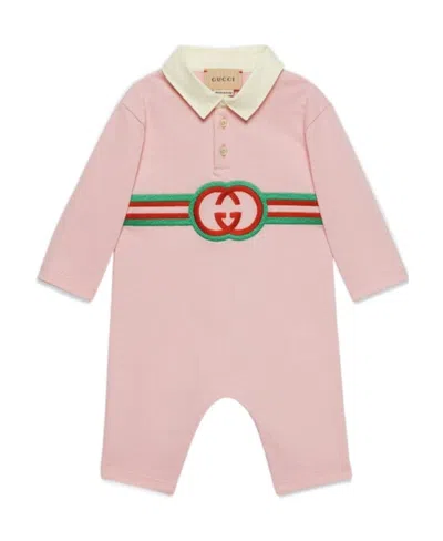 Gucci Interlocking-g Cotton One-piece In Pink