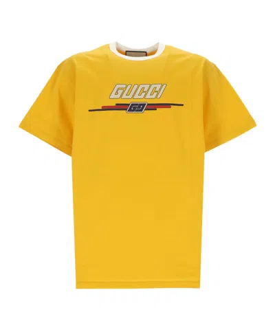 Gucci Interlocking-g Cotton T-shirt In Yellow