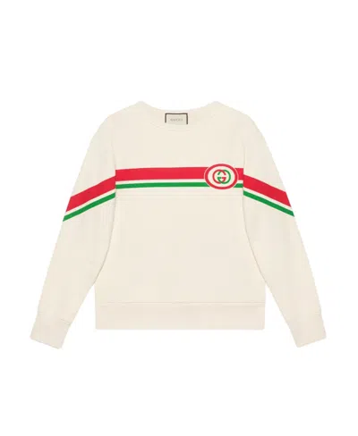 Gucci Interlocking G Crew-neck Sweatshirt In White