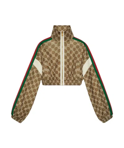 Gucci Interlocking G Cropped Jacket In Brown
