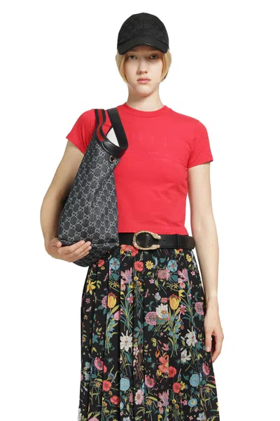 Gucci Interlocking G Cropped T-shirt In Red