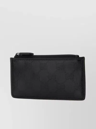 Gucci Interlocking G Crystal Fabric Monogram Card Holder In Black