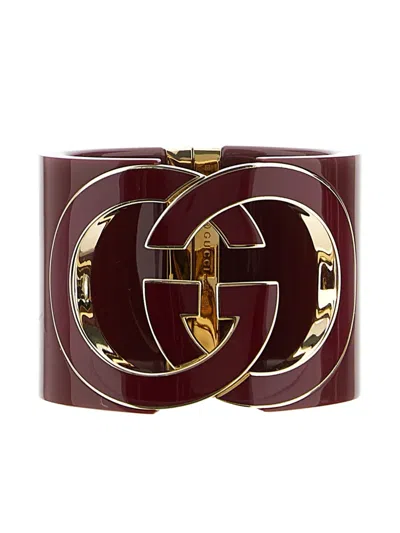 Gucci Interlocking-g Cut-out Bangle In Brown