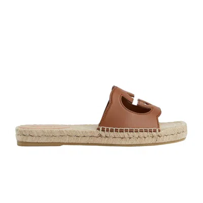 Pre-owned Gucci Interlocking G Cut-out Espadrille Sandal 'brown' | Men's Size 10.5