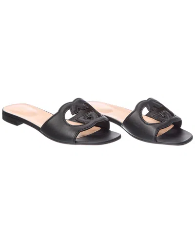 Gucci Interlocking G Cutout Leather Flat Sandal