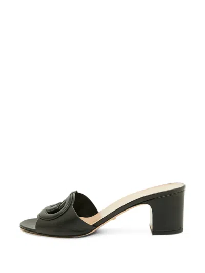 Pre-owned Gucci Interlocking G Cut-out Sandals In Black