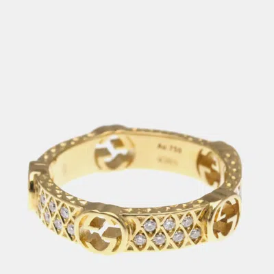 Pre-owned Gucci Interlocking G Diamond Ring 18k Yellow Gold Fashion Diamond Band Ring