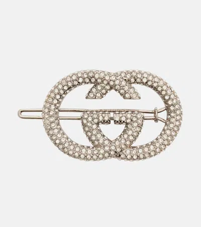Gucci Interlocking G Embellished Barrette In Gold