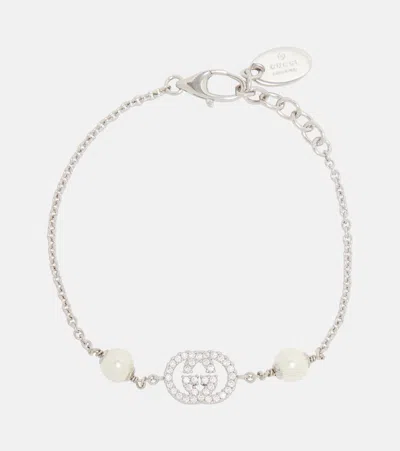 Gucci Interlocking G Embellished Chain Bracelet In Purple