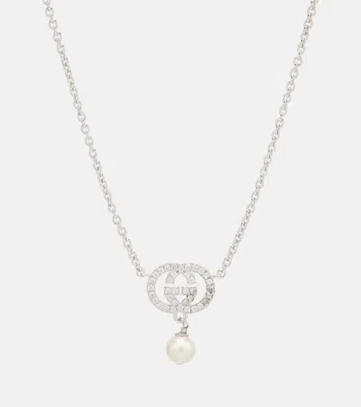Gucci Interlocking G Embellished Pendant Necklace In Purple
