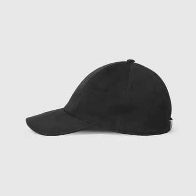 Gucci Interlocking G Embroidered Cotton Baseball Cap With Adjustable Buckle Closure In Nero