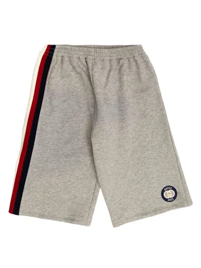 Gucci Kids' Interlocking G-embroidered Shorts In Grey