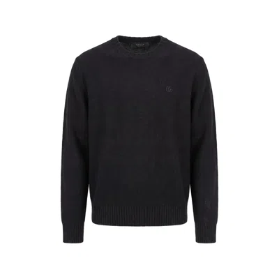 Gucci Interlocking G Embroidered Wool Sweater In Black