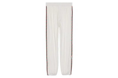 Pre-owned Gucci Interlocking G Embroidery Track Pants White