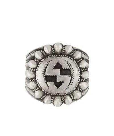 Gucci Interlocking G Engraved Ring In Black