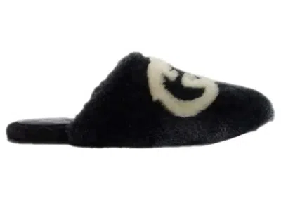 Pre-owned Gucci Interlocking G Fauxfur Slippers White (women's) Sneakers In Black
