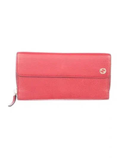 Pre-owned Gucci Interlocking G Flap Continental Interlocking G Logo Continental Wallet In Red