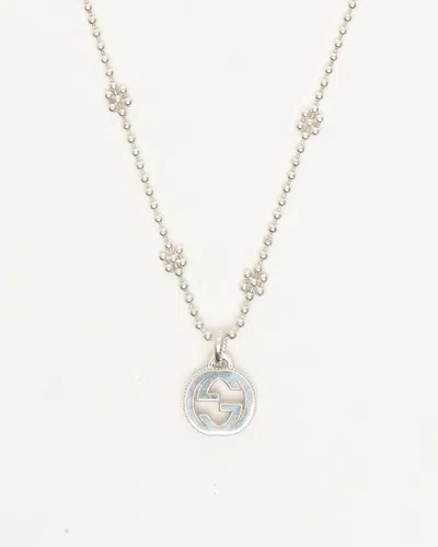 Gucci Interlocking G Flower Chain Silver Necklace
