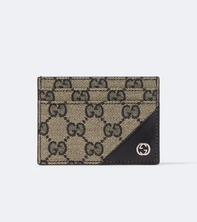 Gucci Interlocking G Gg Canvas Card Holder In Beige