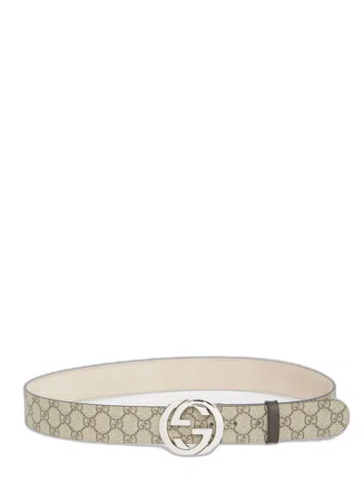 Gucci Interlocking G Gg Supreme Beige Polyurethane Belt In Pattern