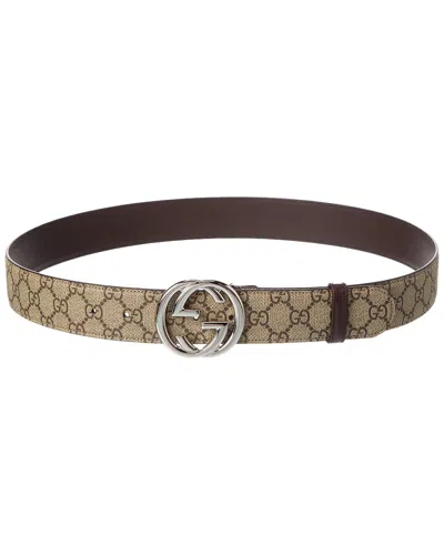 Gucci Interlocking G Gg Supreme Canvas & Leather Belt