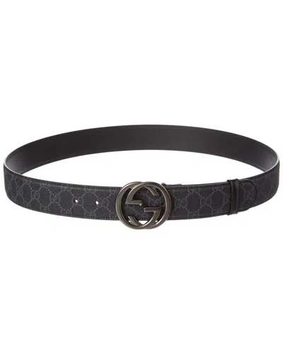 Gucci Interlocking G Gg Supreme Canvas & Leather Belt