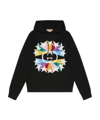 Gucci Interlocking G Graphic-print Hoodie In Black