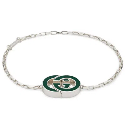 Gucci Interlocking G Green Enamel Bracelet - Yba854121001