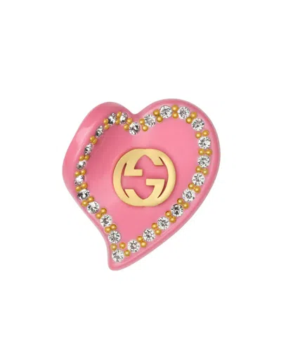 Gucci Interlocking G Heart Hair Clip In Pink