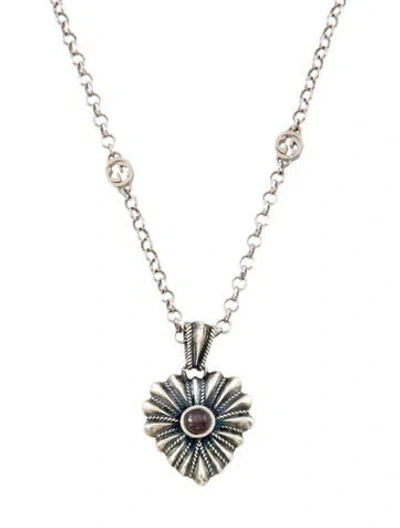 Pre-owned Gucci Interlocking G Heart Pendant Necklace, 23.5" In Multi