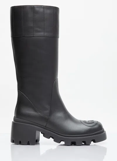 Gucci Interlocking G High Leather Boots In Black