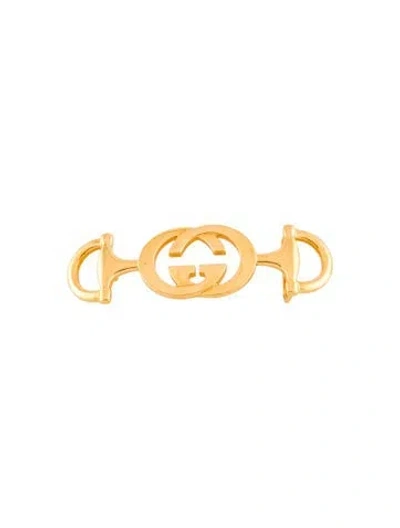 Pre-owned Gucci Interlocking G Horsebit Belt Buckle In Gold