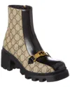 Gucci Interlocking G Horsebit Gg Supreme Canvas & Leather Boot In Black