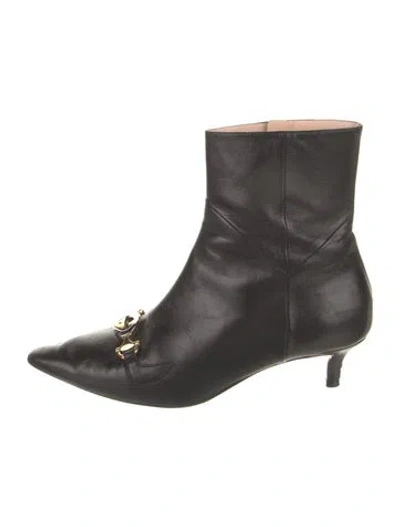 Pre-owned Gucci Interlocking G Horsebit Leather Boots In Black