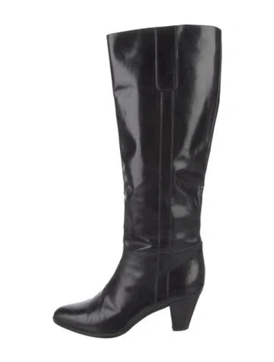 Pre-owned Gucci Interlocking G Horsebit Leather Boots In Black