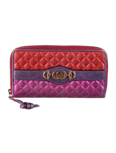 Pre-owned Gucci Interlocking G Horsebit Leather Continental Wallet In Purple
