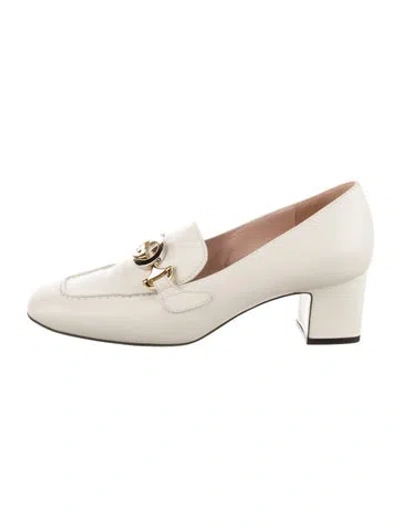 Pre-owned Gucci Interlocking G Horsebit Leather Pumps In Neutrals