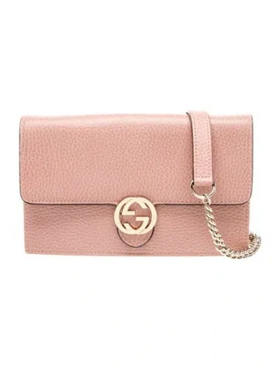 Pre-owned Gucci Interlocking G Interlocking G Wallet On Chain In Pink