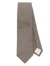 Gucci Interlocking G-jacquard Silk Blend Tie In Neutrals