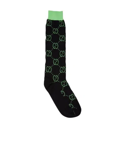Gucci Interlocking G Jacquard Socks In Black