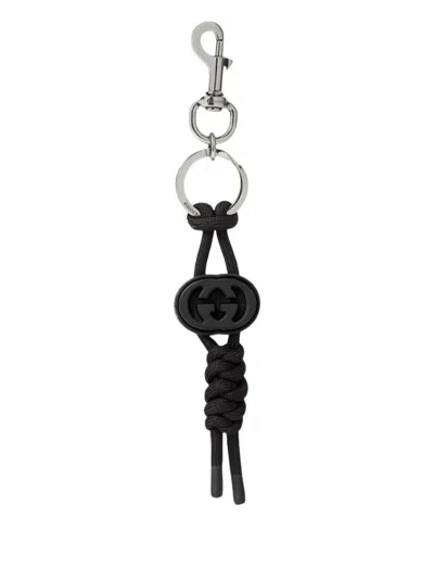 Gucci Keychain With Interlocking G In Black