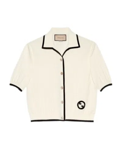 Gucci Interlocking G Knitted Cotton Shirt In White