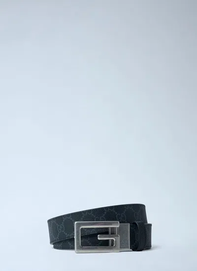 Gucci Interlocking G Leather Belt In Black