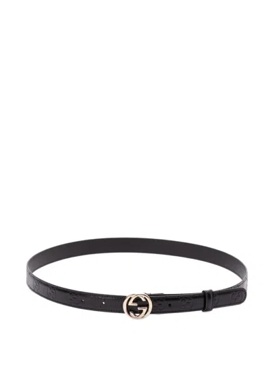Gucci Belt With Interlocking G Buckle In Black