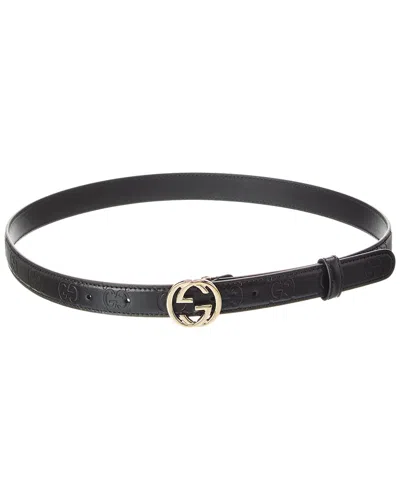 Gucci Belt With Interlocking G Buckle In Black