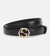 Gucci Interlocking G Leather Belt In Black