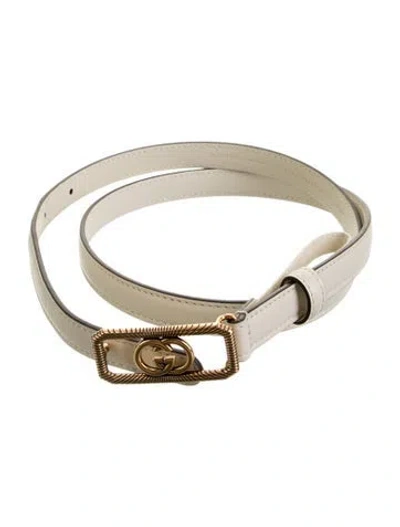 Pre-owned Gucci Interlocking G Leather Belt In Neutral